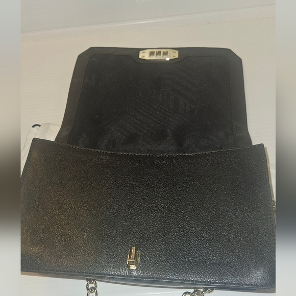 Rebecca Minkoff Love Crossbody Bag Black Chevron Quilted Leather with Gold Chain - Picture 8 of 16